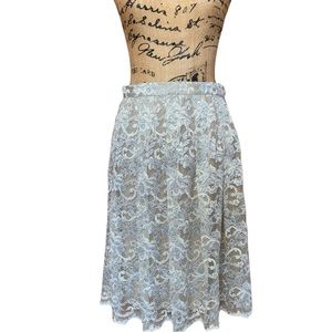 Vintage St. John Couture Metallic Silver And Ivory Skirt Size 6